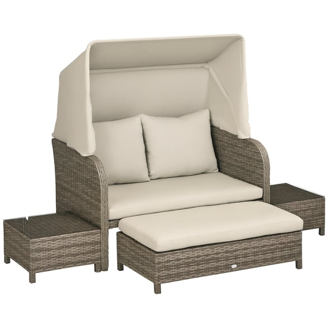 Canapé modulaire Résine tressée en PE Kaki kaki <span itemprop=
