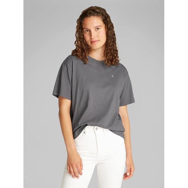 T-shirt à manches courtes coupe large, logo dans l gris <span itemprop=