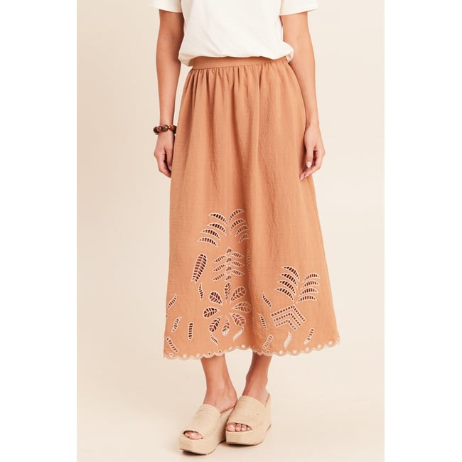 Jupe longue évasée beige <span itemprop=