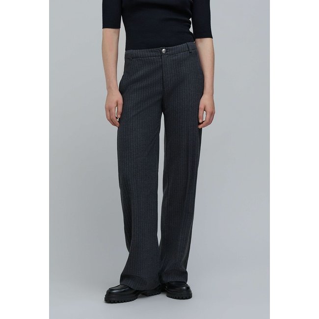 Striped Straight Tailored Trousers, charcoal grey, IKKS
