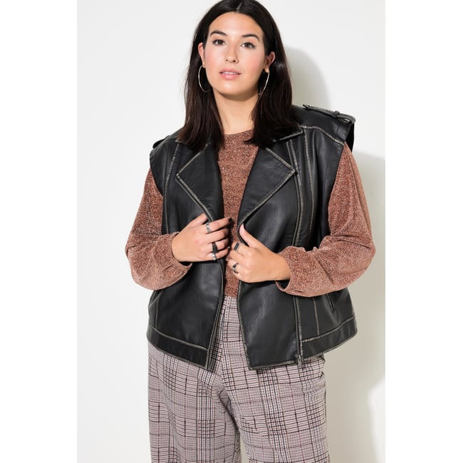 Veste sans manches oversize, esprit motard noir <span itemprop=