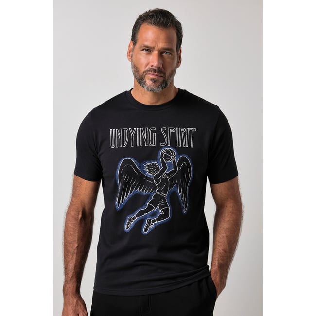 T-shirt manches courtes et imprimé poitrine noir <span itemprop=