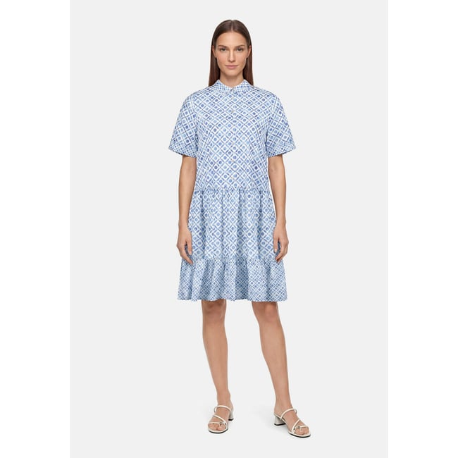 Robe-chemisier à motifs blanc/bleu <span itemprop=