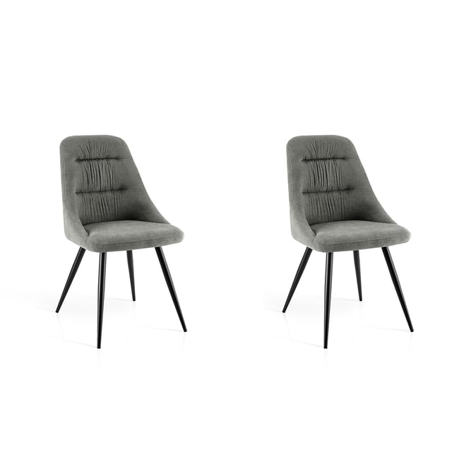 Lot de 2 chaises tissu chenille et métal, VOLT Couleur gris <span itemprop=