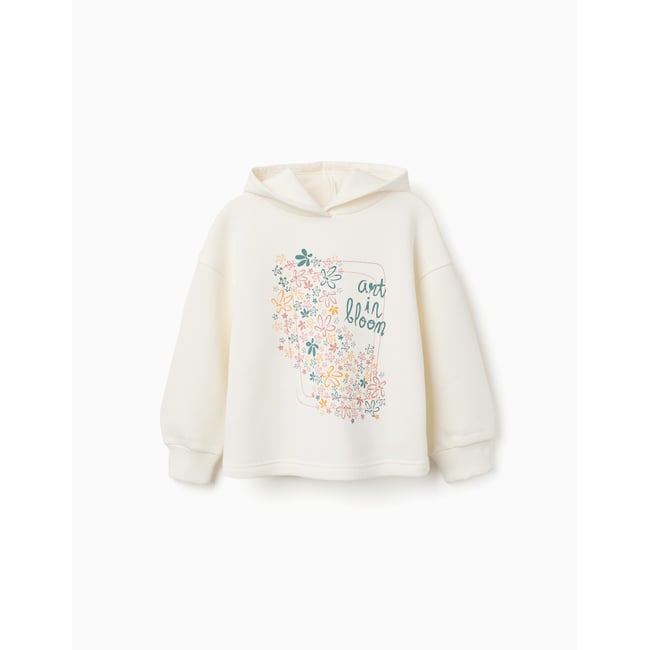 Sweat en coton peigné à capuche et imprimé floral - ZIPPY
