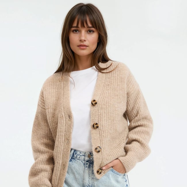 Chaqueta cuello de pico, mezcla de alpaca, Signature GILDAS - LA REDOUTE COLLECTIONS