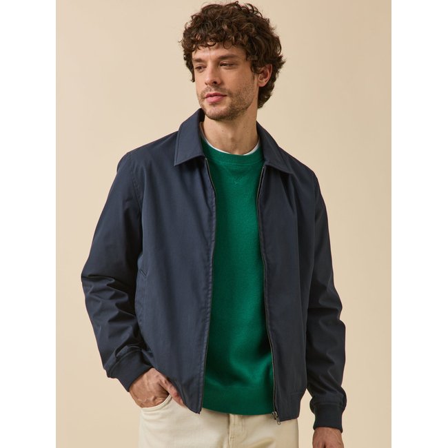 Blouson uni zippé marine <span itemprop=