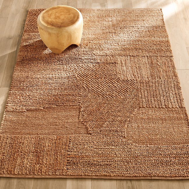 Tapis jute tissé main, Kheti Couleur naturel <span itemprop=