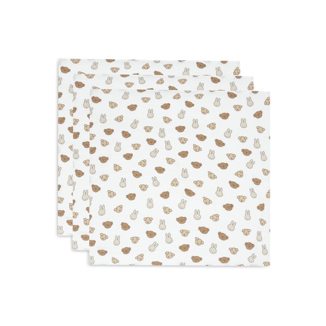 Lot de 3 langes gaze de Coton blanc, marron <span itemprop=