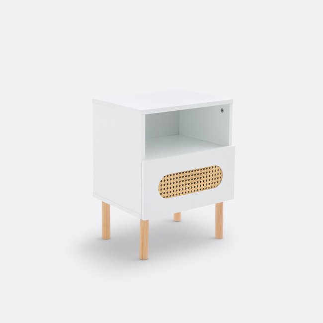 Pacome 1-Drawer Bedside Table with Canework Detail - SO'HOME