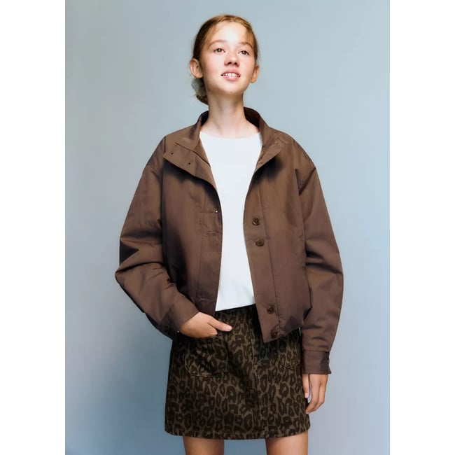 Jupe en jean à imprimé animalier marron <span itemprop=