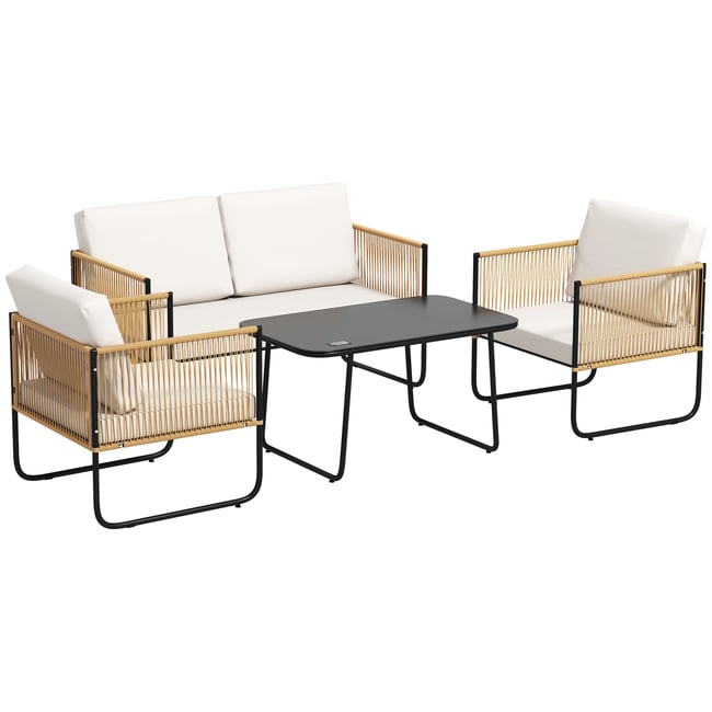 Ensemble de canapés en rotin Résine tressée beige <span itemprop=