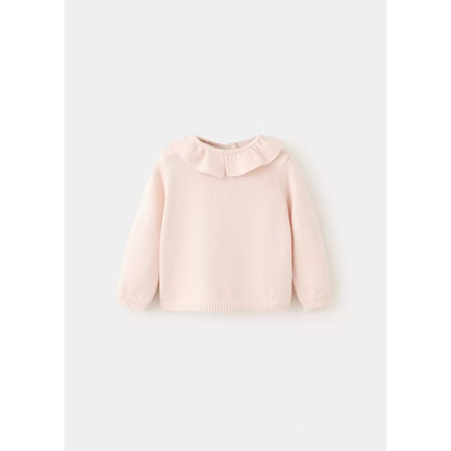 Pull-over maille coton rose clair <span itemprop=