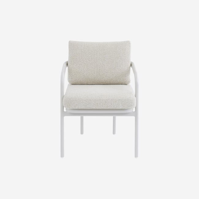 Lot de 2 chaises de jardin en tissu texturé déperlant et aluminium blanc NAZARE beige <span itemprop=