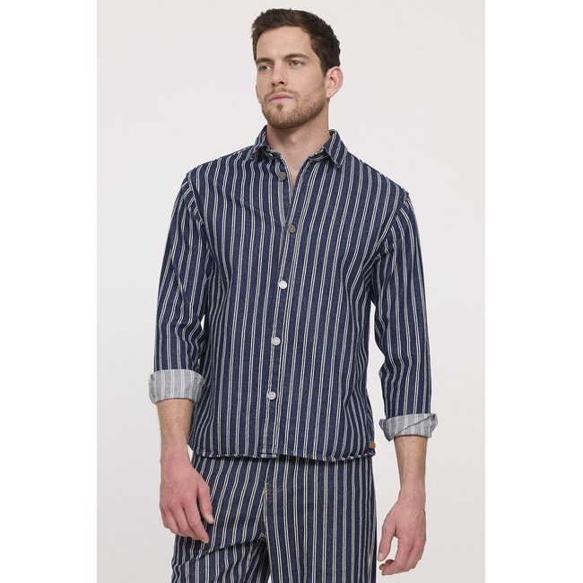 Surchemise manches longues coton comfort DOPILO bleu marine <span itemprop=