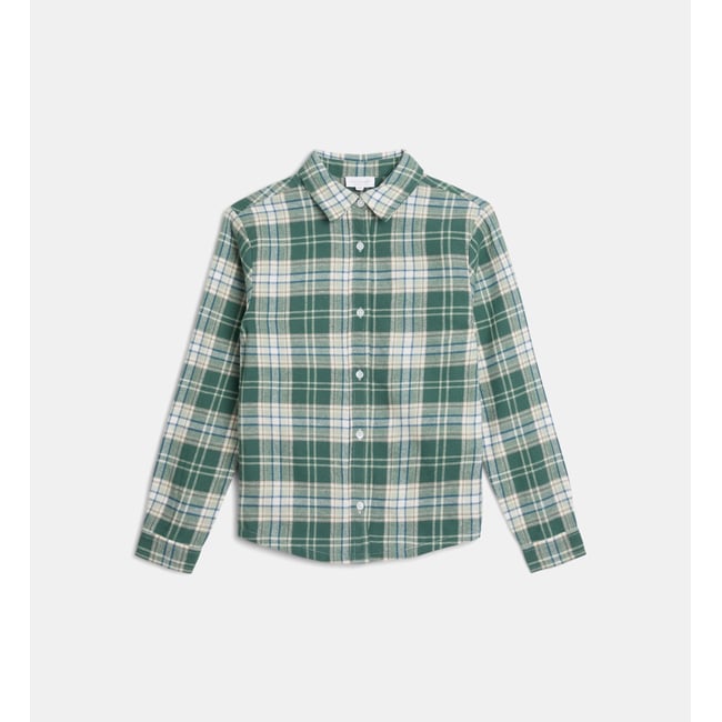 Chemise à carreaux tancouver en flanelle de coton bio vert multicolore <span itemprop=