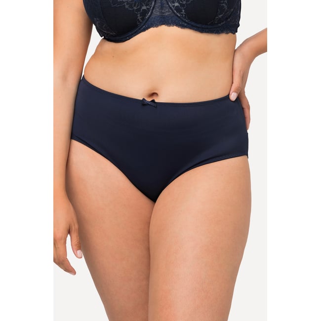 Culotte midi en microfibres bleu nuit <span itemprop=