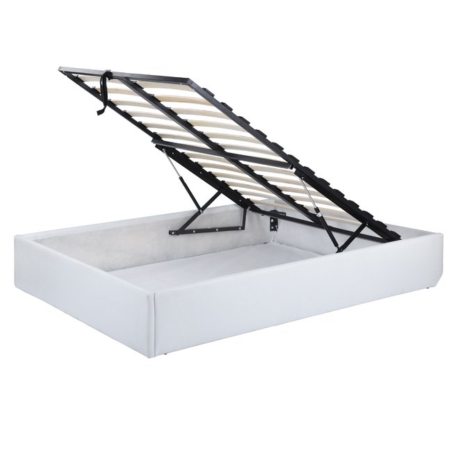 Lit coffre avec sommier relevable en simili sans matelas, MAJESTY - MEUBLES COSY