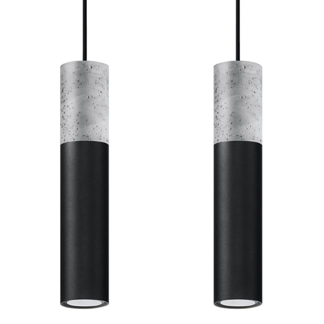 Suspension Acier Gris/Noir GU10 2 Borigio Couleur gris <span itemprop=