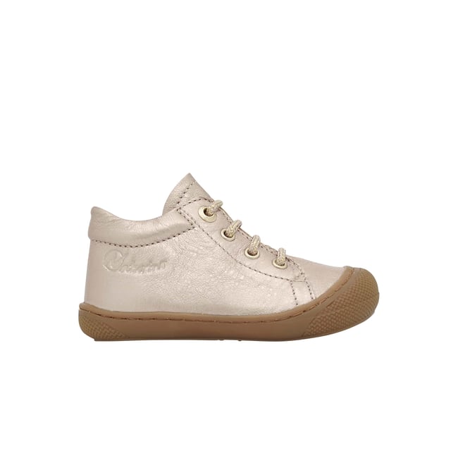 Chaussures premiers pas en cuir metallisé COCOON rose antique <span itemprop=