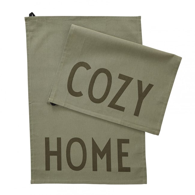 Lot De 2 Torchons Cozy & Home vert <span itemprop=