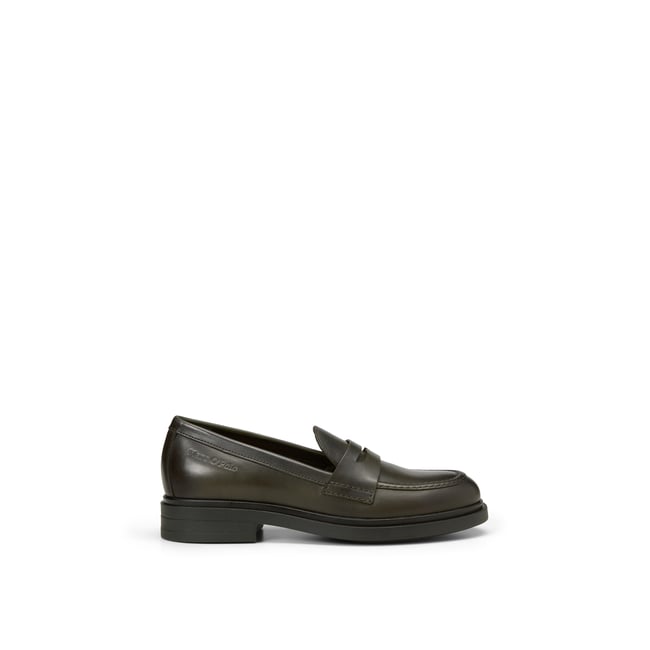 Penny-Loafer en cuir de mouton noble dunkelgrün <span itemprop=
