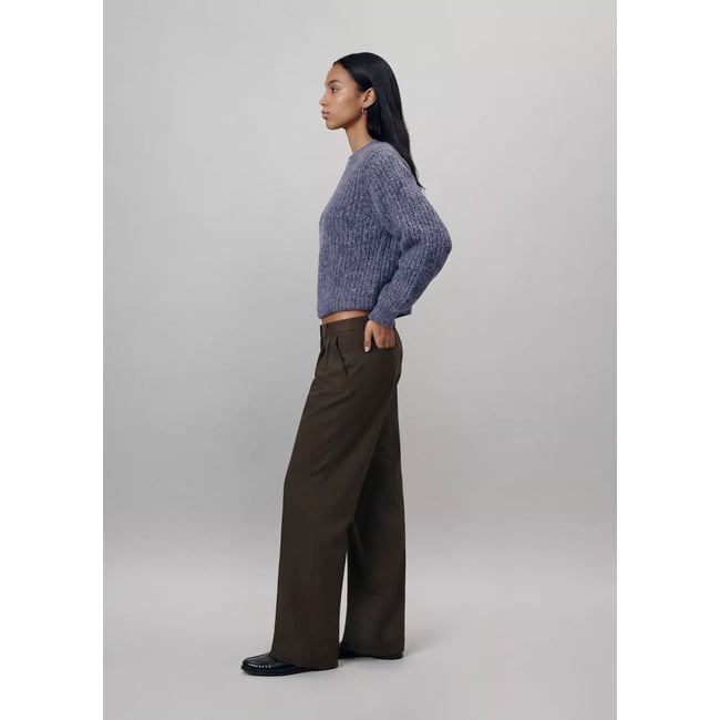 Pantalon droit pinces marron <span itemprop=