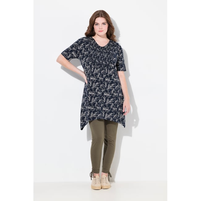 Long T-Shirt, Coupe A-Ligne, Encolure V marine <span itemprop=