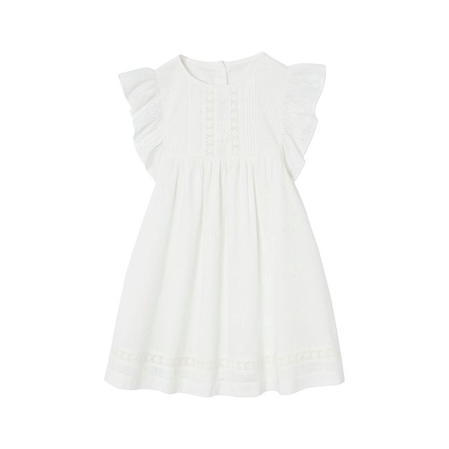 Robe de cérémonie en broderie anglaise blanc <span itemprop=