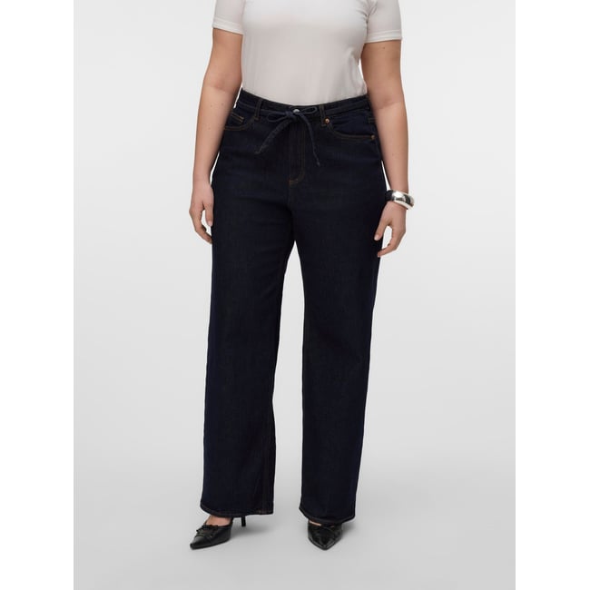 Jean À Coupe Large dark blue denim <span itemprop=