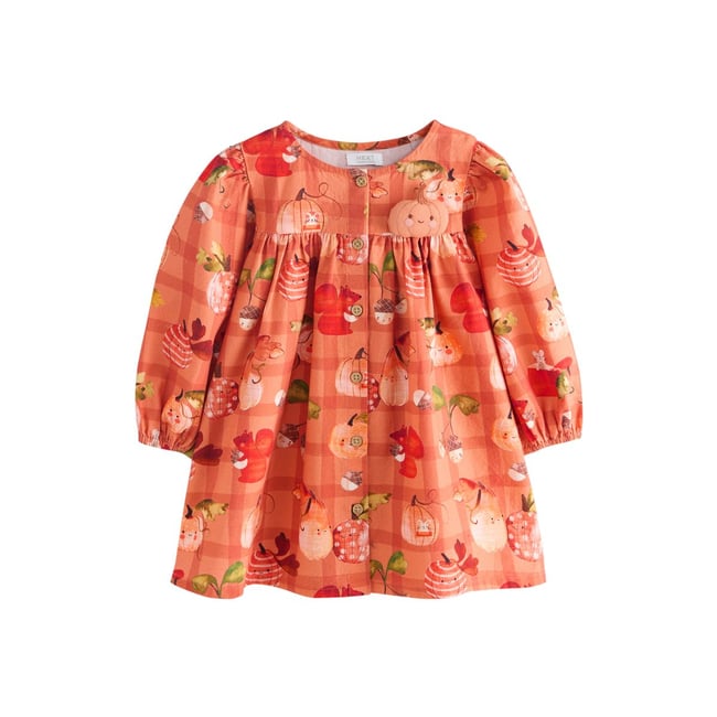 Robe à manches longues et motif personnage 3d imprimé automne orange <span itemprop=