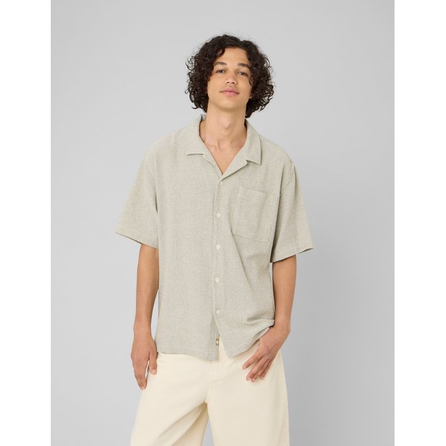 Chemise manches courtes texturée vert clair <span itemprop=
