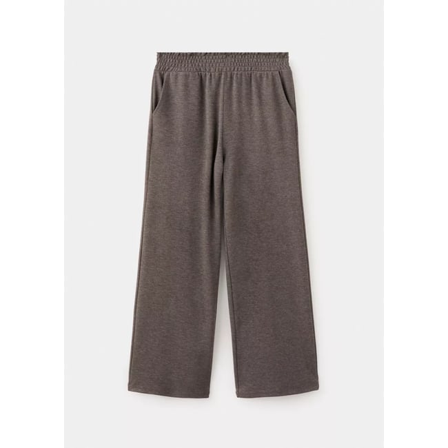 Pantalon maille taille élastique marron <span itemprop=