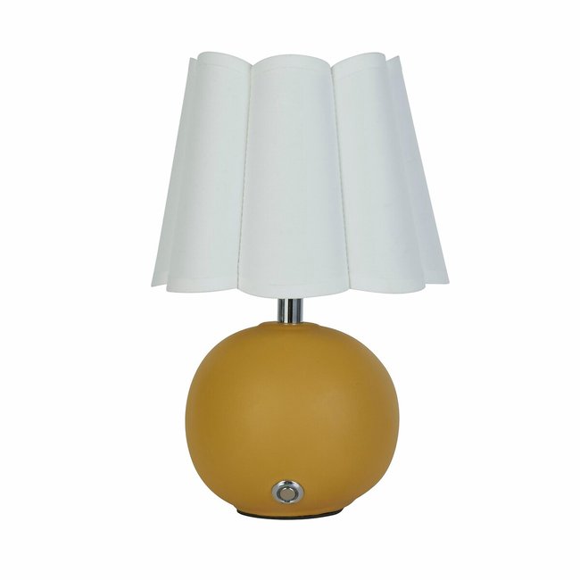 Recharegable Ochre Ceramic Table Lamp, chrome, SO'HOME