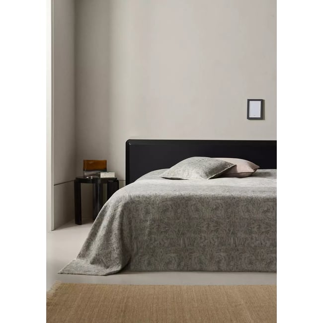 Couvre-lit en coton et lin à motif ornemental lit 180×200 cm Couleur bleu <span itemprop=