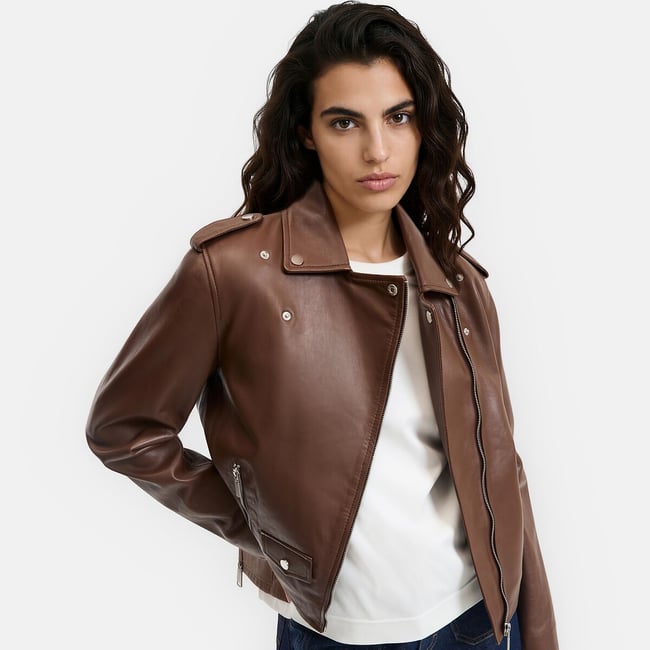 Giacca in pelle con cerniera in stile motociclista - LA REDOUTE COLLECTIONS