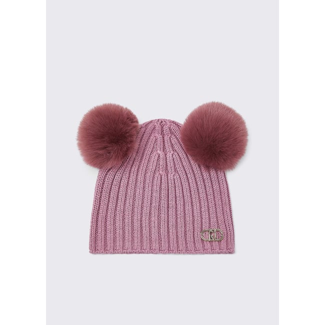 Bonnet à pompon orchidée <span itemprop=