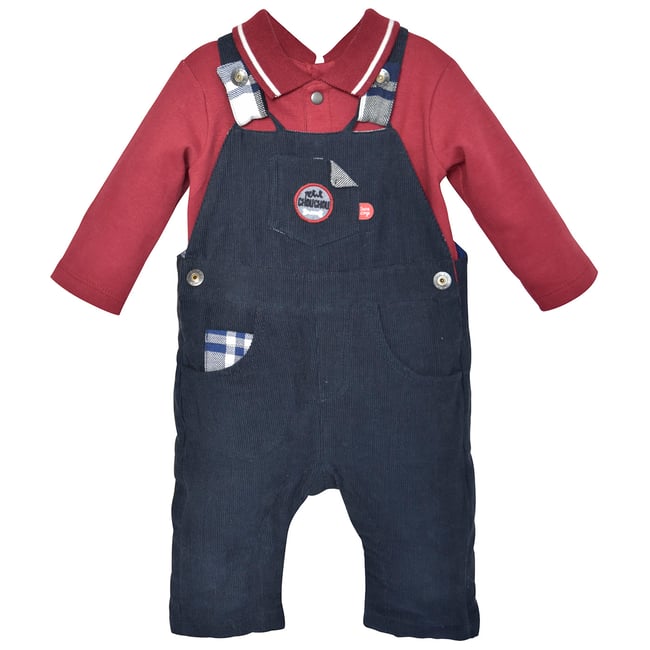 Salopette marine et t-shirt garcon bleu <span itemprop=
