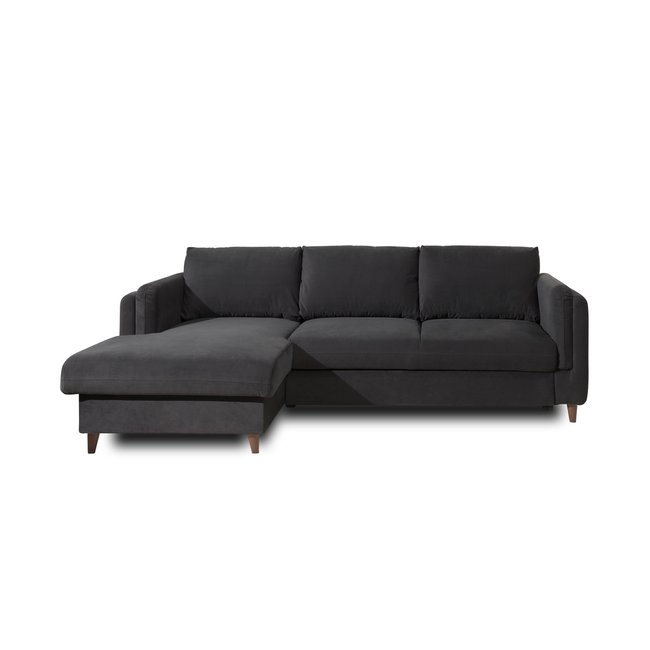 Canapé d'Angle Convertible en Velours 4 places - BROOKE - LISA DESIGN