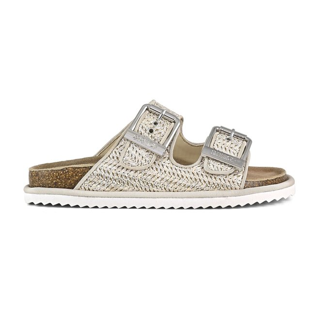 Sandalias planas fantasía color plata <span itemprop=