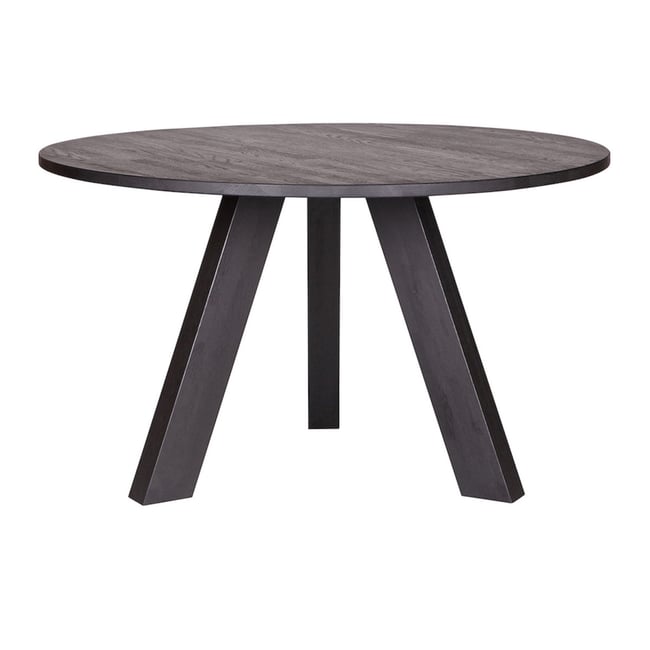 Table repas ronde en bois de chêne - RHONDA Couleur noir <span itemprop=