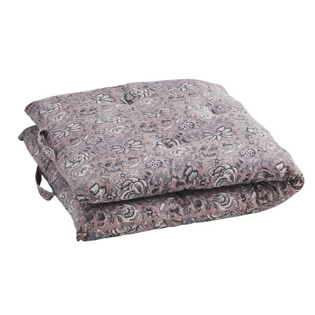 Matelas pour banquette coton fleuri mauve <span itemprop=