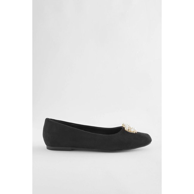 Ballerines à bout carré et nœud noir <span itemprop=