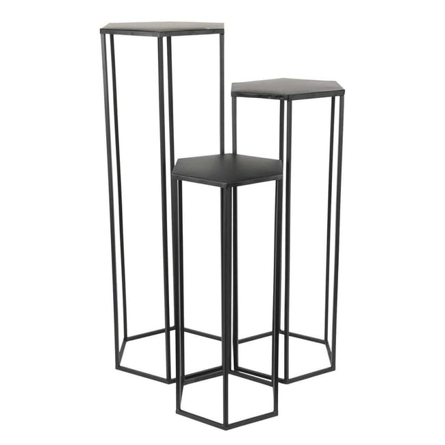 Lot De 3 Sellettes Gigognes Métal Noir Couleur v002228 <span itemprop=