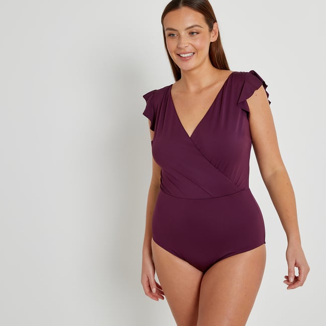 Купальник цельный темно-фиолетовый LA REDOUTE COLLECTIONS PLUS