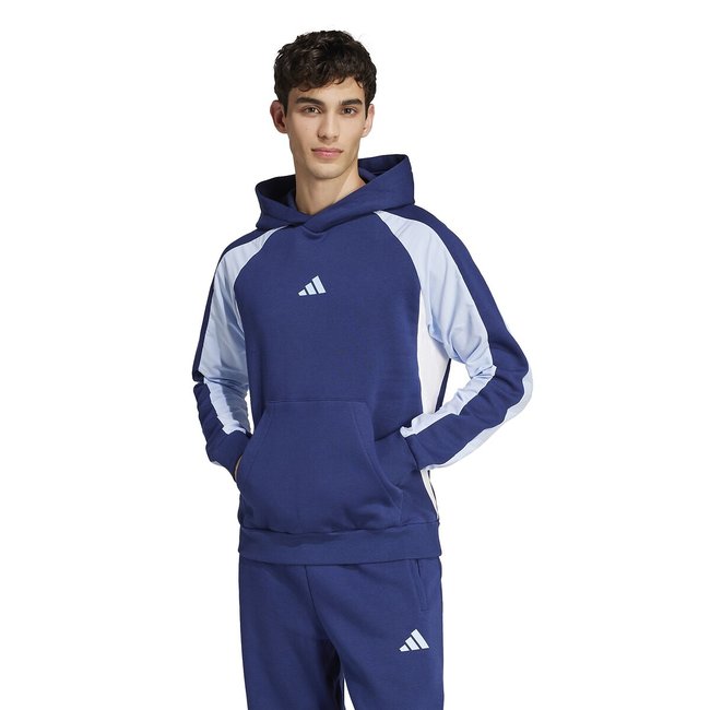 Felpa essenziale con cappuccio a blocchi di colore blu ADIDAS SPORTSWEAR