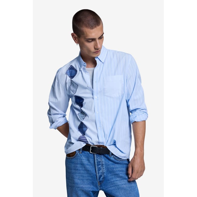Chemise en coton à losanges bleu <span itemprop=