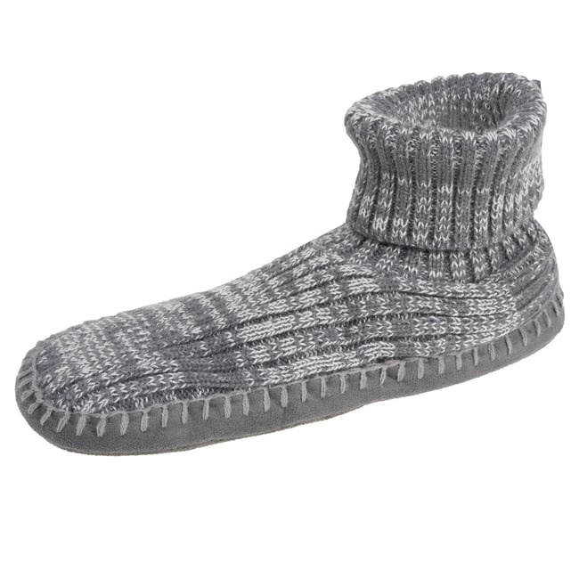 Chaussettes d'intérieur maille côtelée, picots antidérapants gris <span itemprop=