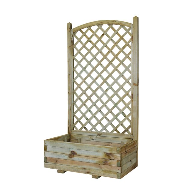Jardinière + treillage en arc Chèvrefeuille Couleur marron <span itemprop=