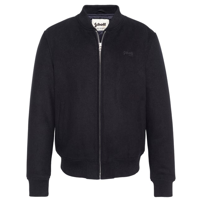 Blouson en laine mélangée bleu marine <span itemprop=
